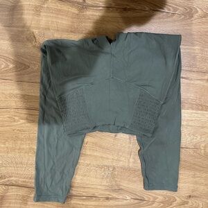 aerie Olive Green High-Waist Leggings with Smocked Side Panels